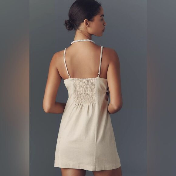 Anthropologie Smocked Linen Blend Mini Dress - Picture 3 of 6